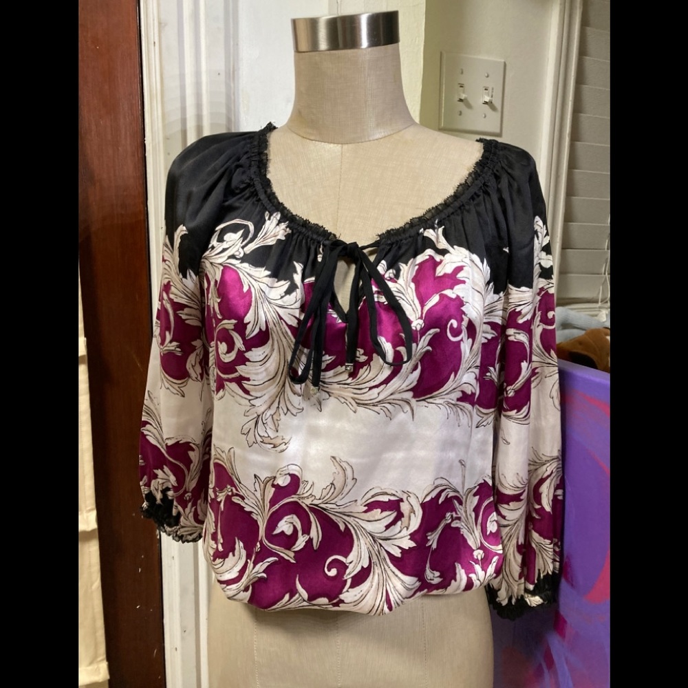 Bebe top silk black white pink xspick 2 for $10.00